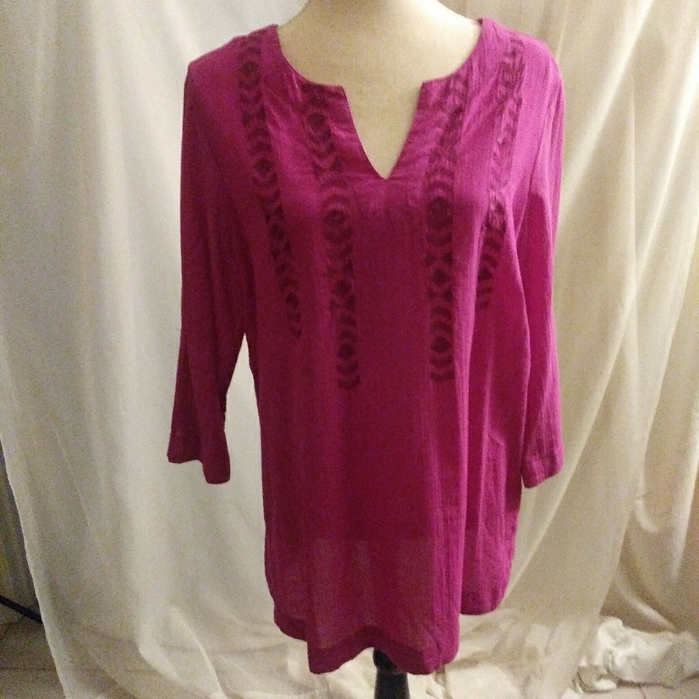 Westbound womans 3/4 length tunic size M hot pink